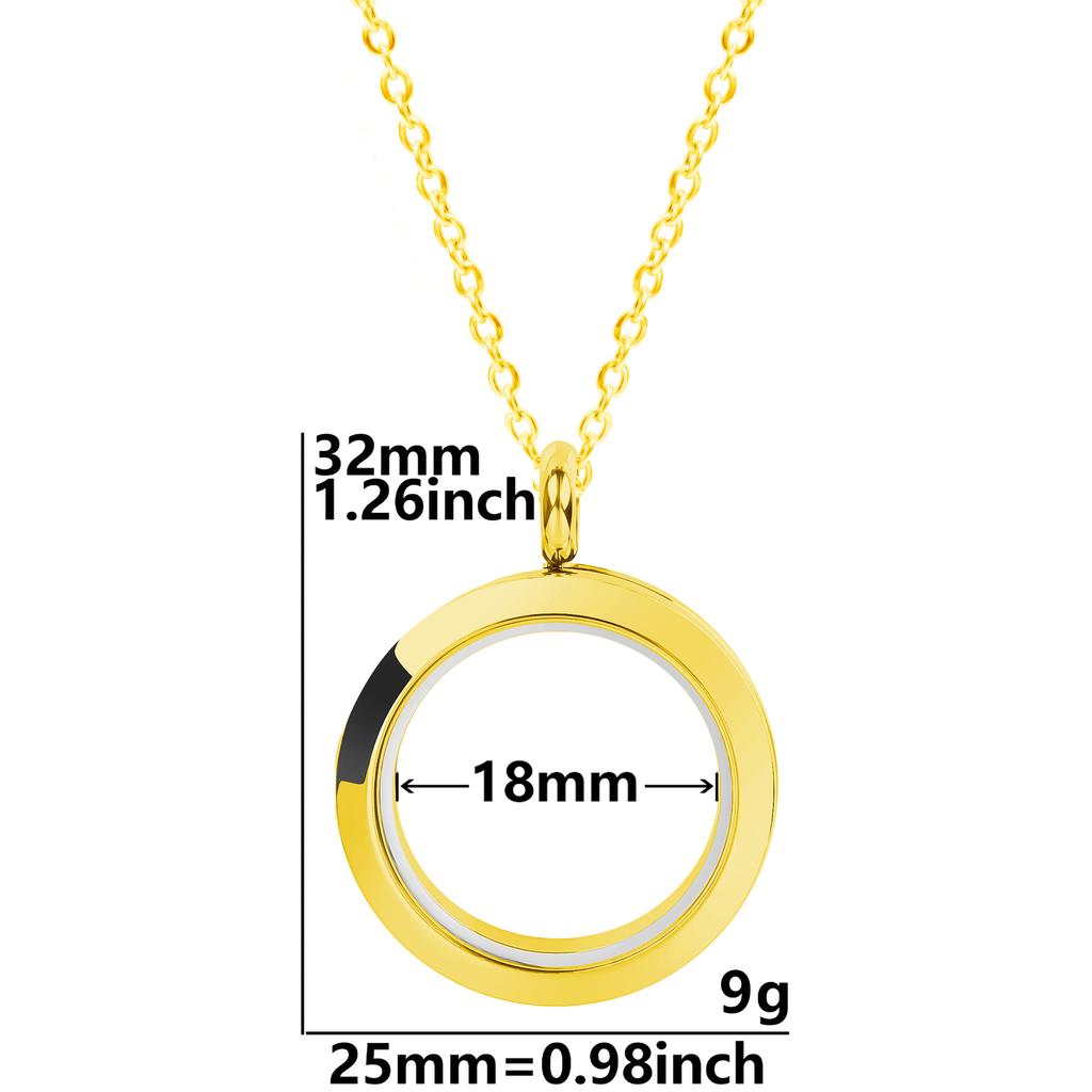 Never Fade Round Stainless Steel Locket Pendant Necklaces For Women Men Accessories Living Lockets Necklace Memory Jewelry Gift