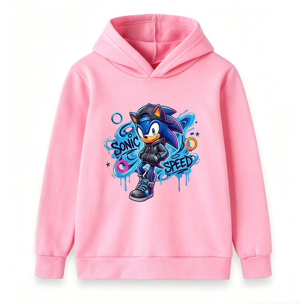 Kids Boys Girls Casual Pullover Hoodie, Cool Graffiti Cartoon Speed Hedgehog Print Long Sleeve Comfortable Soft Streetwear Hooded Sweatshirt for