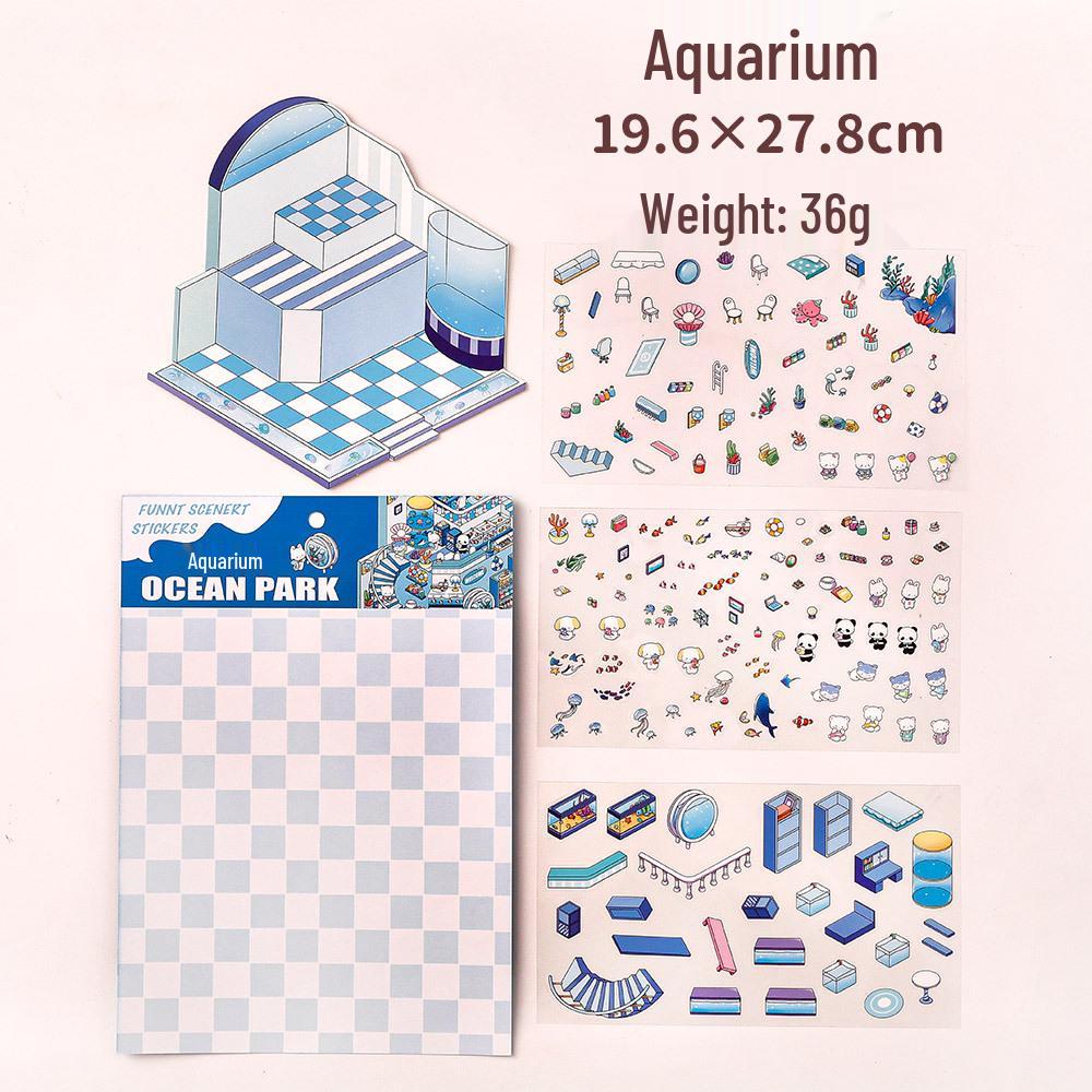 

3D Милые Мультяшные Сцены Наклейки для DIY: Видение трехэтажного коттеджа