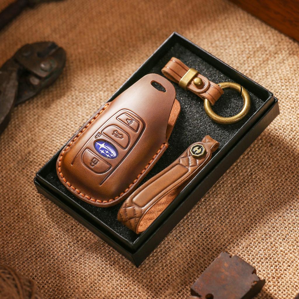 Retro Key Cover for Subaru Key Bag XV Forester Aohu Lion BRZ Leather Car Case Buckle