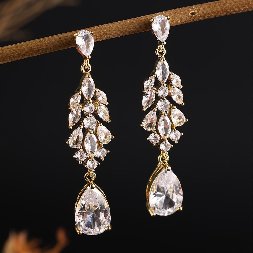 ZAKOL Clearance AAA Cubic Zirconia Wedding Bridal Dangle Earrings for Women Shiny Zircon Luxury Party Zircon