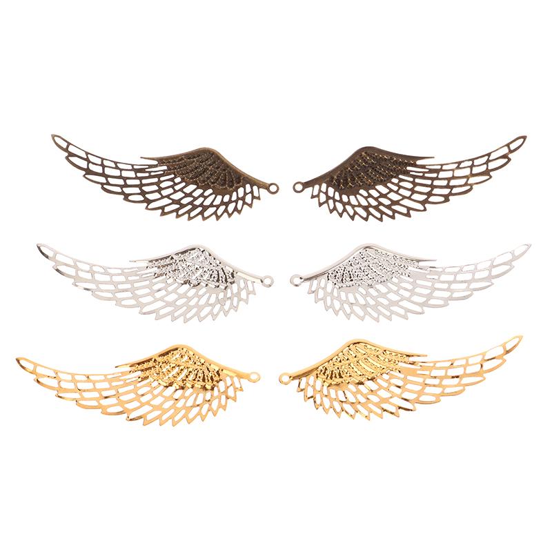 10Pcs Gold Color/Silver/Bronze Filigree Wraps Angel Wings Pendant Metal Crafts For Diy Headwear Jewelry Making Accessories