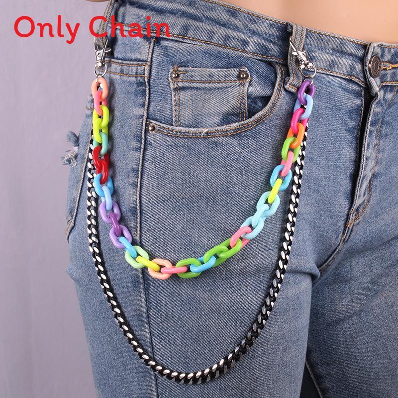 Hip Hop Color Acrylic Metal Chain Waist Chain Hip Hop Decor For Teen Girls