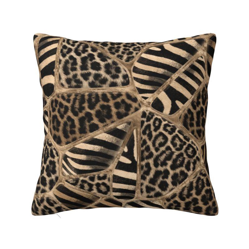 Fluffy Leopard Skin Leather Texture Sofa Cushion Cover Polyester Tropical Wild Animal Throw Pillow Case Bedroom Decoration