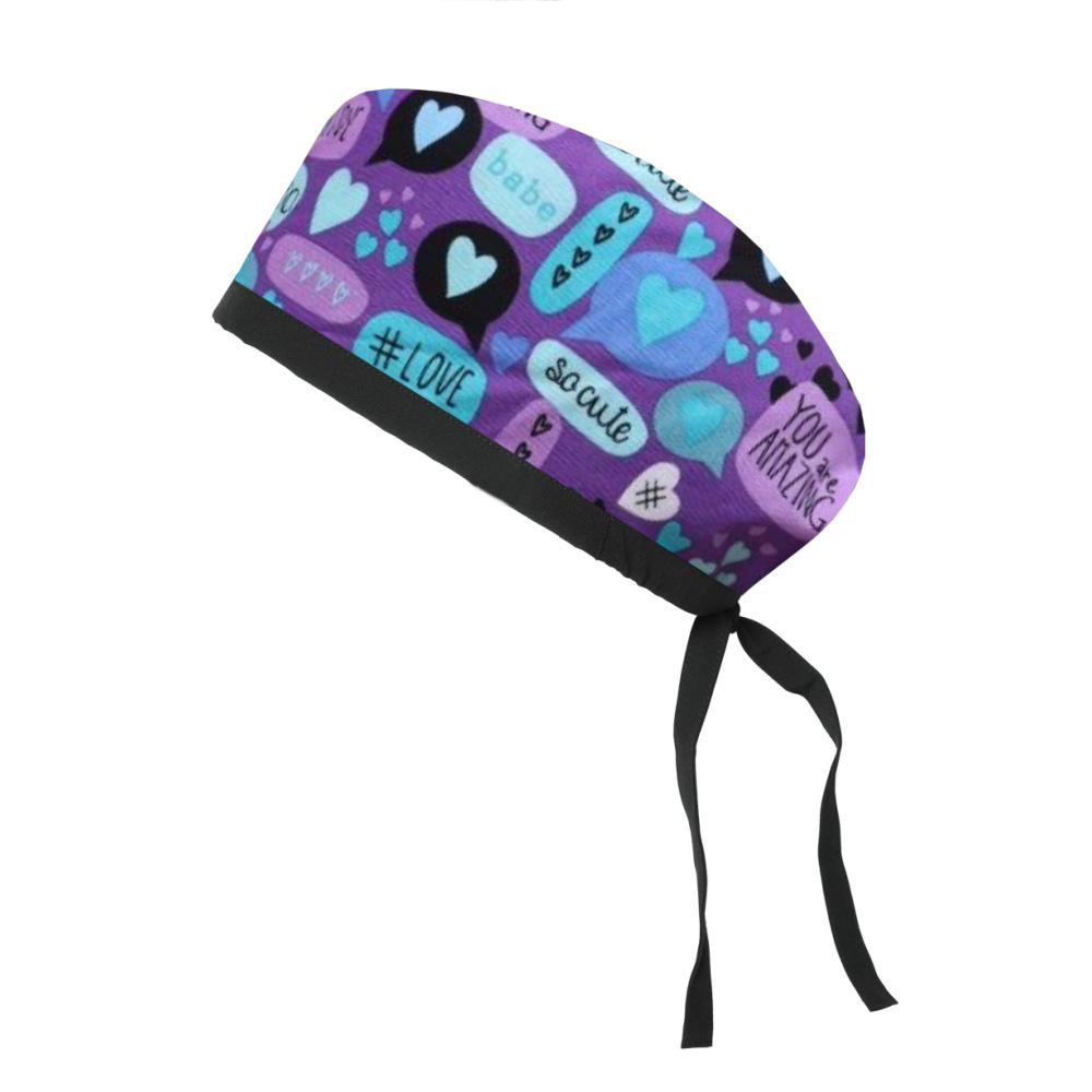 Adjustable Cotton Surgical Cap with Cartoon Print for Women and Men