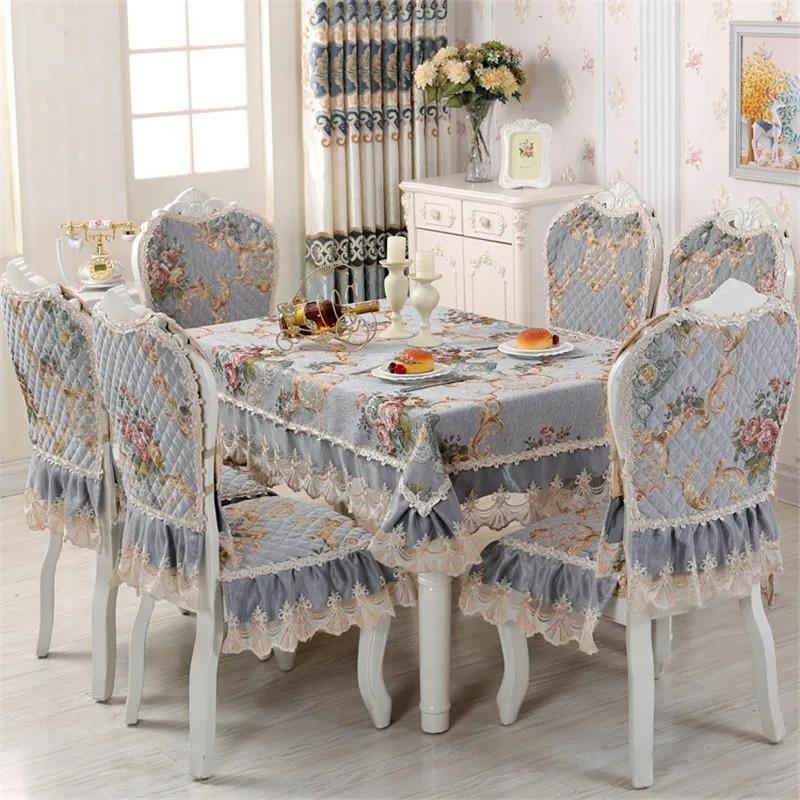 Chenille Table Cloths European Dining Table Cover Chair Cushion Cover Jacquard Red Round Tablecloths Party Wedding Table Decor