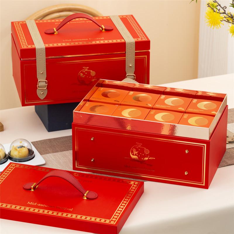 Bi-Fold Mooncake Gift Box: High-End Hollow Design with Flip-Top for Mid-Autumn Festival