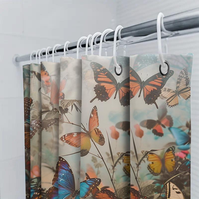Vibrant Butterfly Shower Curtain Bath Decor For Bathroom Waterproof Polyester Fabric Available In Various Sizes