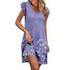 Womens Summer Dress Ruffle Sleeve V Neck Short Dresses Fashion Casual Flowy A Line Swing Sundress With Pocket