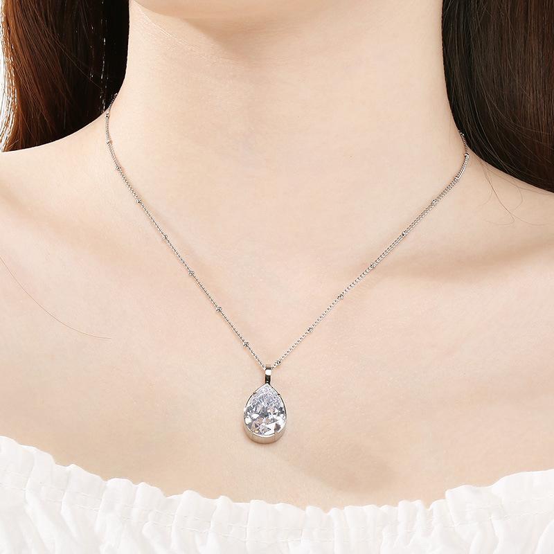 Kalen French INS Teardrop Zircon Pendant Necklace Luxury Stainless Steel Choker for Women Gift