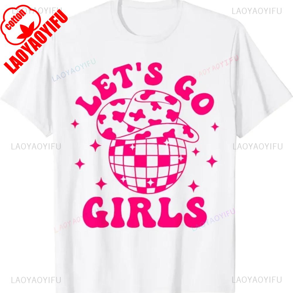 

Vintage Music Lets Go Girls Disco Ball Western Country Southern Cowgirl TShirt Fashion Women Unisex Creative Streetwear Tops Tee S