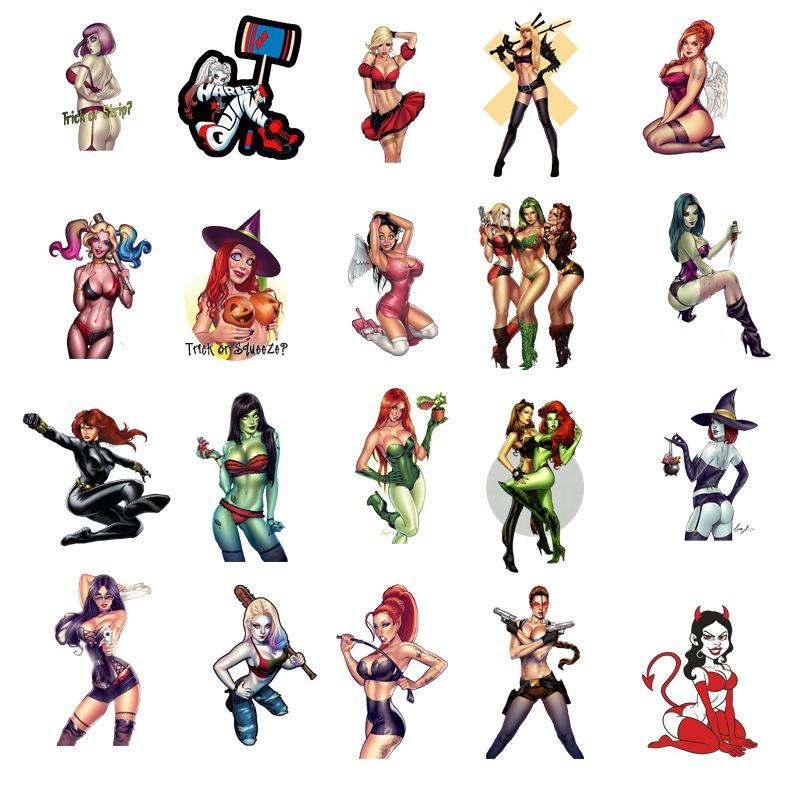 50 Autocollants de Voiture Personnalisés Sexy Fille Démon, Imperméables et Amovibles, pour Valise, Skateboard, Ordinateur, Vélo Électrique, Autocollants Doodle
