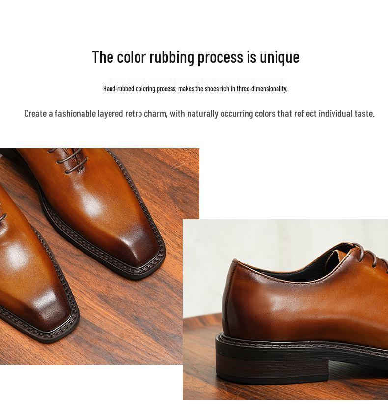 VIP Exclusive Men's Brown Leather Oxford Shoes - Summer Wedding & Business Formal Square Toe British Style