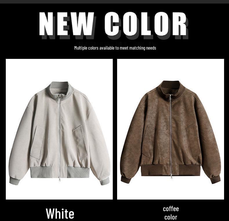 Unisex American-Style Bomber Jacket, Autumn/Winter High-End Stand-Up Collar Streetwear Baseball Jacket JK032