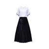 Women's Temperament Cold and Windy Two-piece Suit Skirt Mid-length Chiffon Dress Female Round Neck Short-sleeved Shirt Sweet