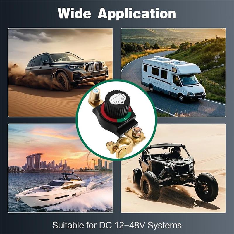 A25F-For Car Battery Disconnect Switch, Top Post Battery Disconnect Switch, 12V-48V Battery Cut/Shut Off Kit For Car RV Boat Tru