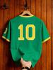 Vintage Brazil Football T-Shirt Green,Summer,Streetwear,Vacation,American BRASIL 10 Number Print Men's Women's Graphic Fashion Sports Tops