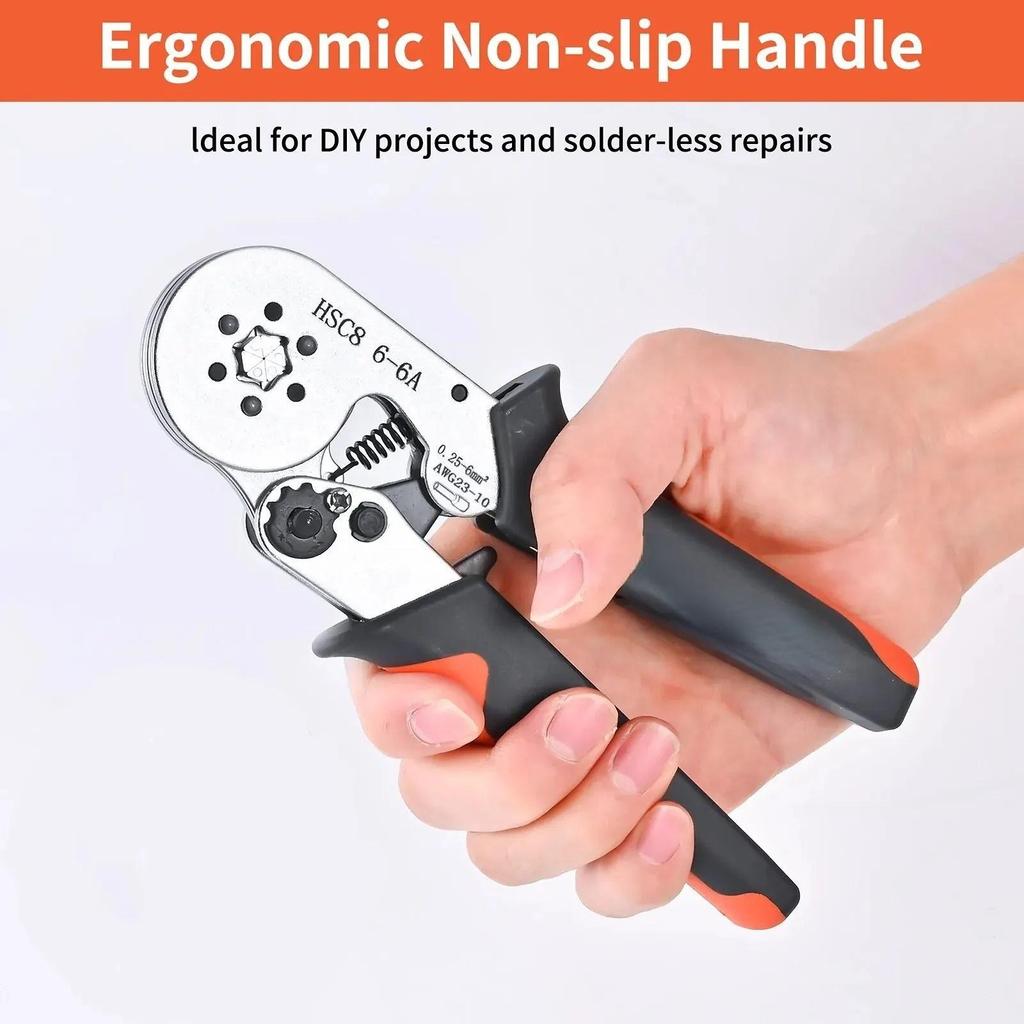 Ferrule Sleeves Terminal Crimping Tools Mini Electrical Pliers HSC8 6-4/6-6(0.25-10mm²/0.25-6mm²) Wire Connection Repair Clamp