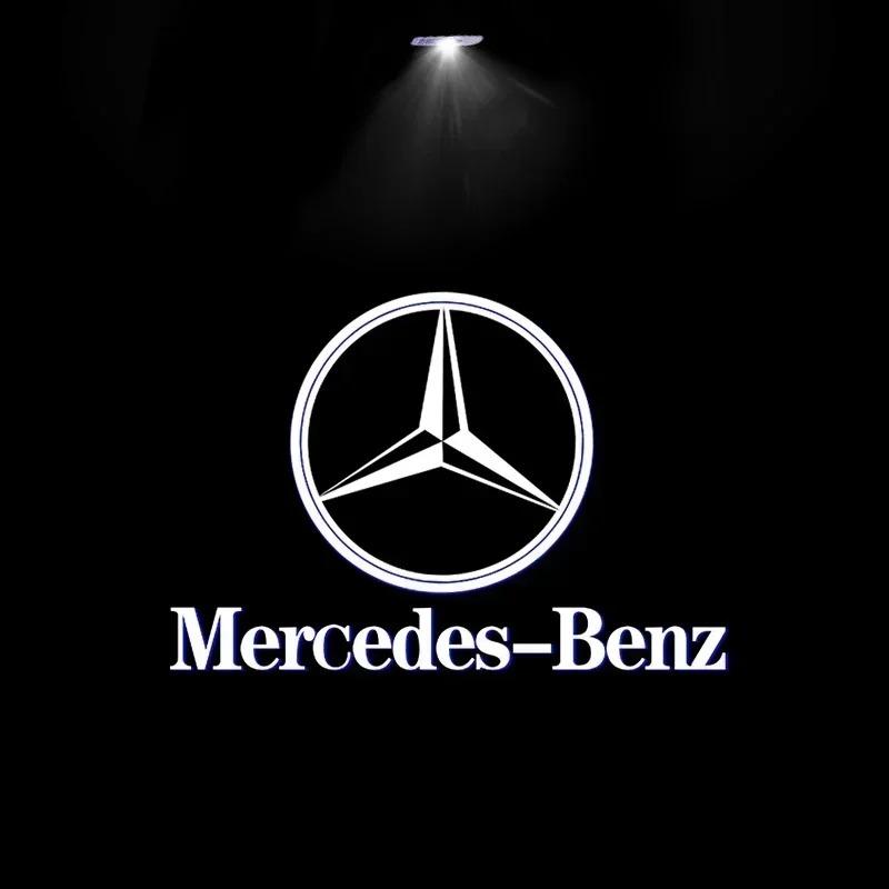2pcs Car door welcome Benz light logo Emblem AMG A C E GLC GLA GLE GLB Class W177 W205 W212 W213 X253 X156 W166 X247 OR5