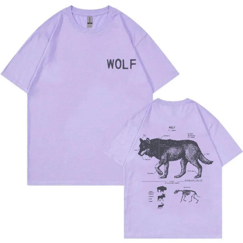 Funny Wolf Anatomy Graphic T-shirt Unisex Women Casual Oversized Short Sleeve T Shirts Unisex's Vintage Cotton T-shirts Unisex Streetwear