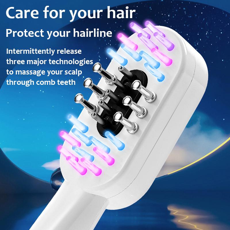 Red Blue Light Electric Scalp Massage Comb EMS Vibration Therapy Hair Growth Anti Hair Loss Care Brush Oil Applicator