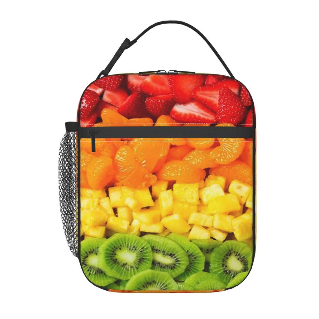 Kiwi Mango Orange Strawberry Fruit Pattern Insulated Lunch Bag for Women Kids Portable Food Boxes Thermal Lunch Box Tote