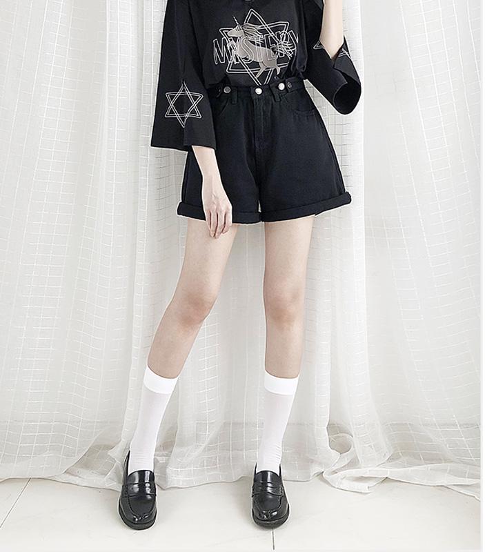 SCIONE 2020 Jean Shorts Female Curling High Waist Loose Wide Legs Summer Shorts