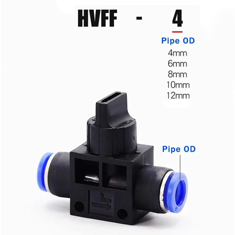 HVFF Pneumatic Fitting 2 Way Quick Push Connector Tube Hose 4mm 6mm 8mm 10mm 12mm Air Pneumatic Parts Plastic Switch Controller