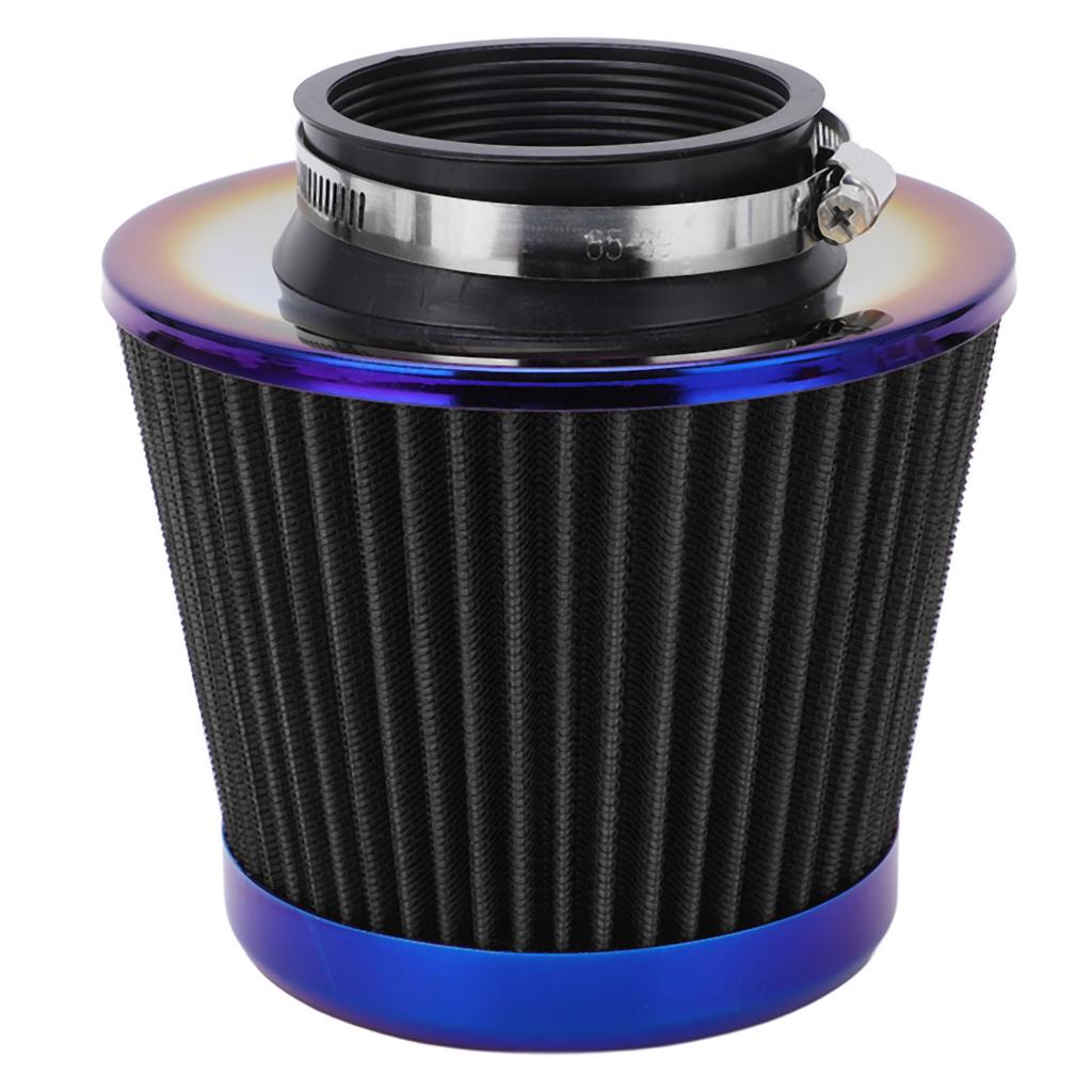 Car Intake Air Filter 3in 76mm High Performance Washable Reusable Cone Universal AccessoryBlack