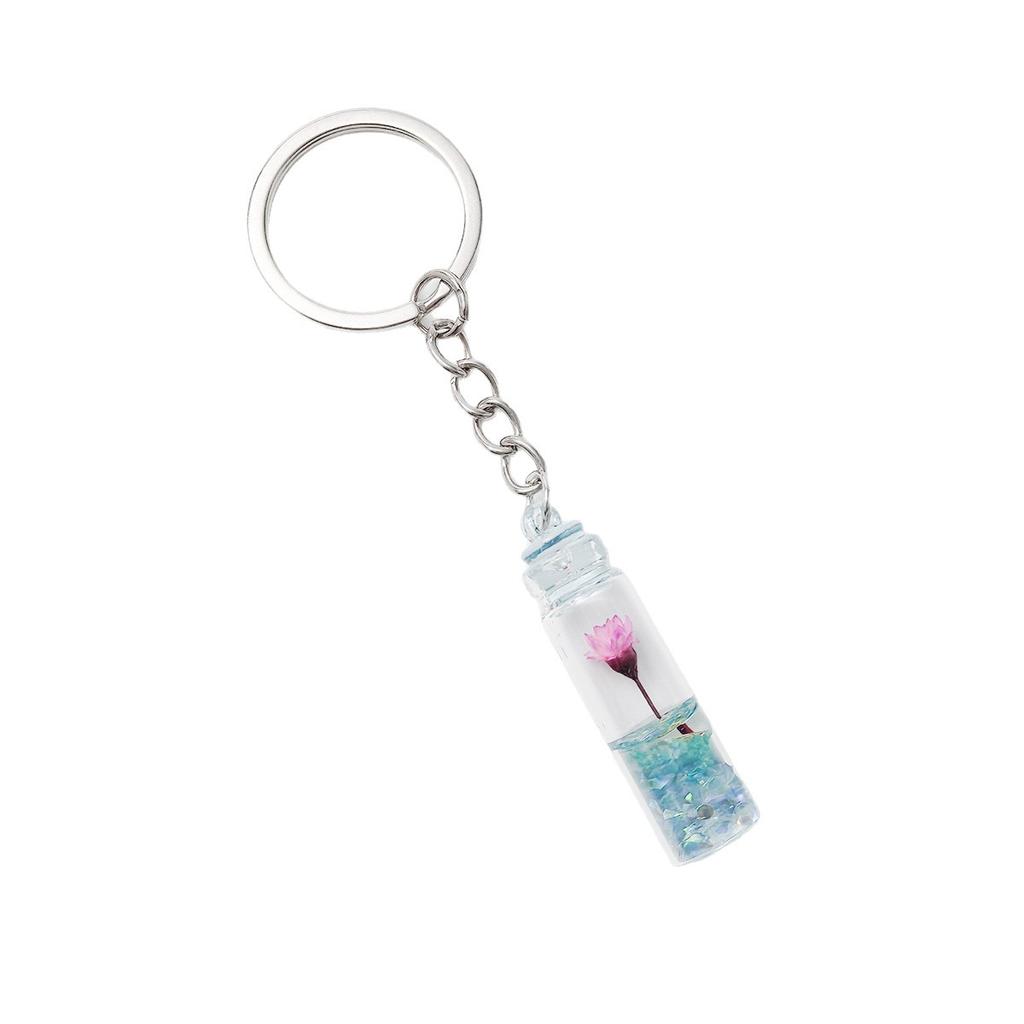 5 Pcs Creative Luminous Wishing Bottle Keychain Immortal Flower Bottle Pendant Couple Family Keychain Pendant