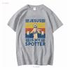 Seltenes Neues Lustiges Fitness T-Shirt Jesus Ist Mein Spotter Workout Vintage Gewaschen Mode Atmungsaktiv Lässig Weich Designer Kleidung