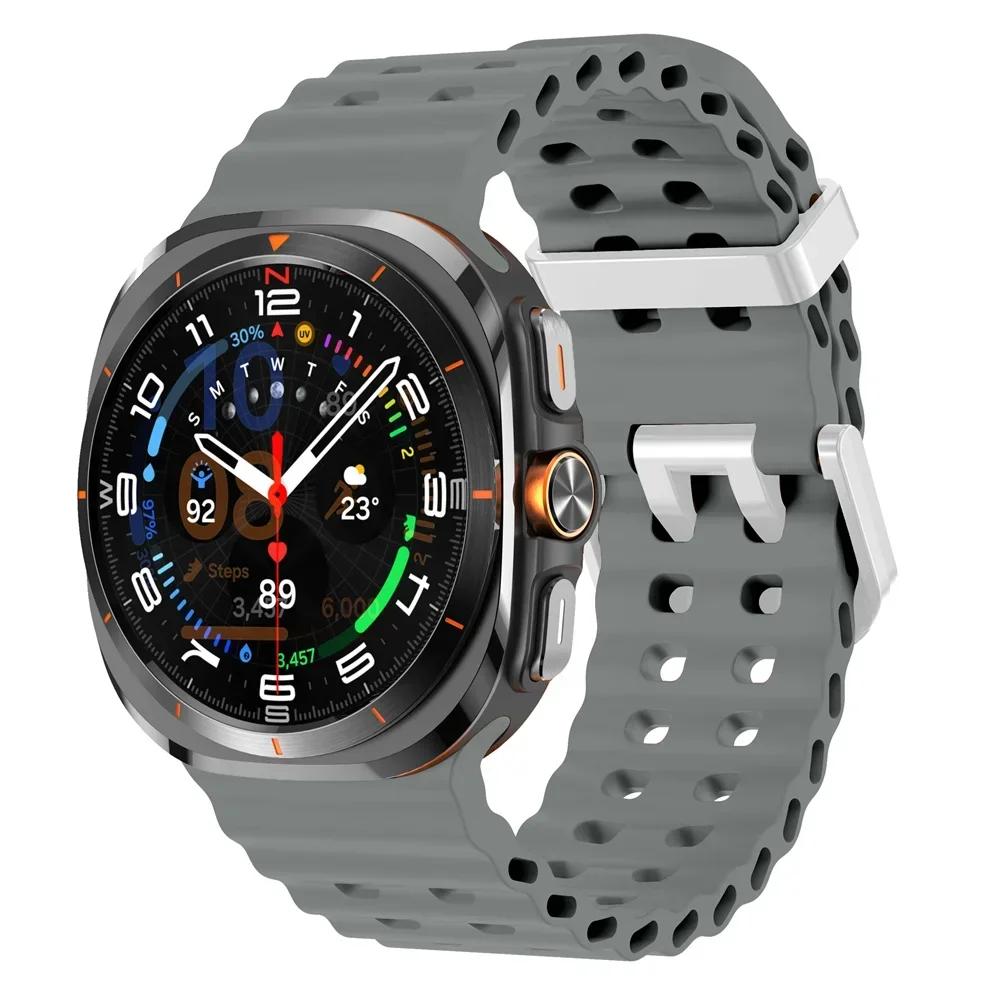 Galaxy Watch Ultra Marine Band Accessories Silicone Sport Bracelet Correa For Samsung Galaxy Watch 7 Ultra 47mm Original Strap