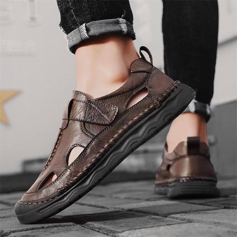 Fashion New Brand Mens Sandals Designer Fashion Leather Casual Footwear Summer Comfortable Beach Slippers Outdoor Non-slip Men Sandalias
