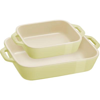 Staub Auflaufform 20 x 11 cm 2-teiliges Macaron-Set aus Keramik, Gratinform, ofenfest, mikrowellengeeignet, japanische Auflaufform, rechteckig (14 / 16cm) Grün" [Autorisiert