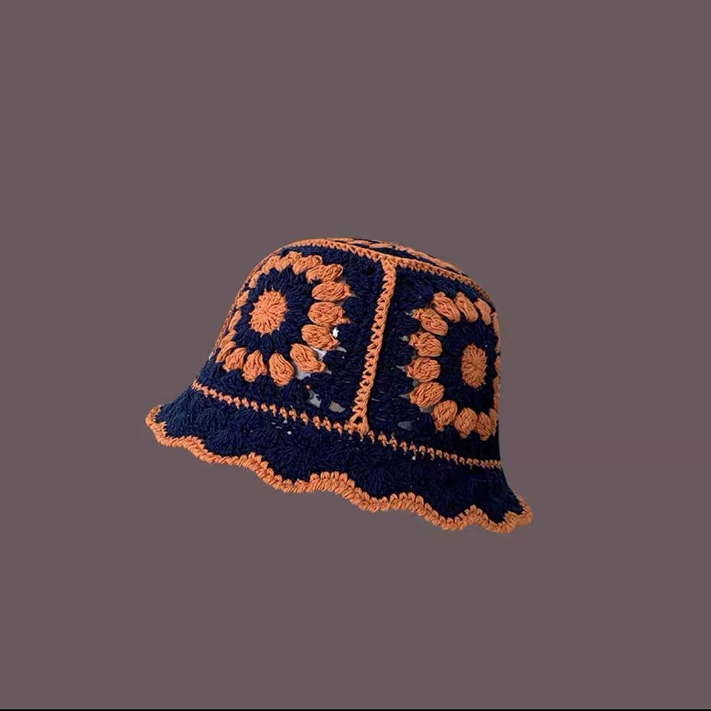 Knitted Hyein-style Hollow-knit Wool Beanie Fisherman Hat for Women, Autumn Versatile Cute Girl Bucket Hat Trendy Handmade