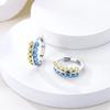 Orstarry S925 Silver Hoop Earrings Sparkling Blue Yellow Zircon Jewelry For Women Party Gifts
