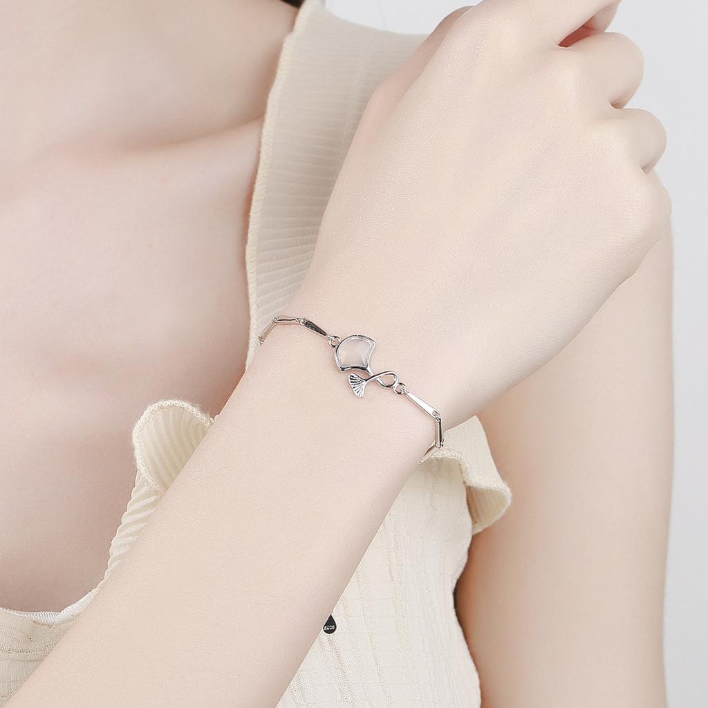 Sansheng Apricot Bracelet Sterling Silver S925 Light Luxury Minority Ins Opal Sansheng Lucky Hand Jewelry