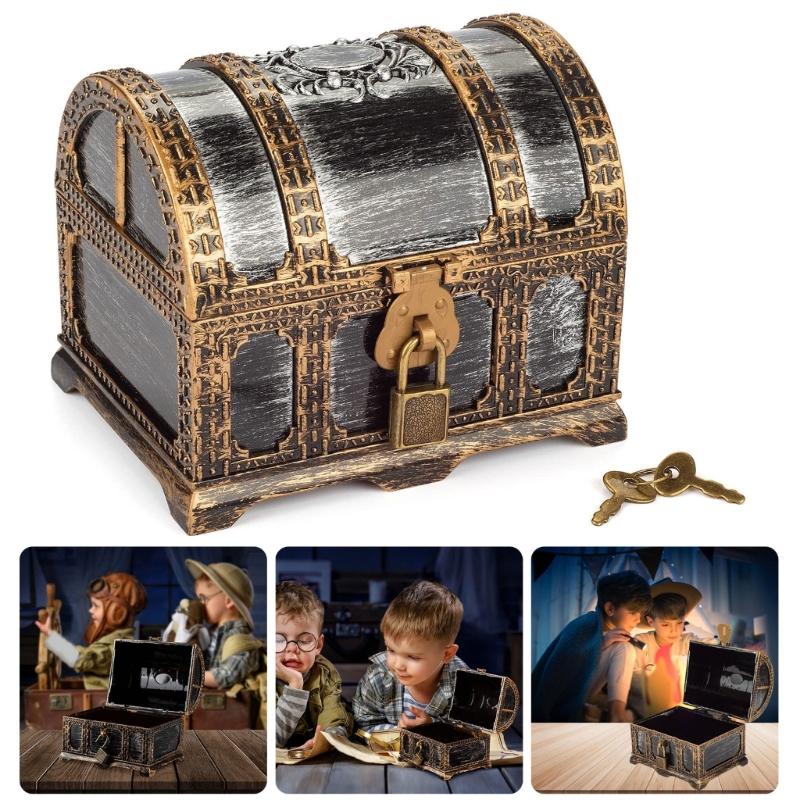 Durable ABS Plastic Pirate Treasure Box for Children Role Play Game and Party Activities Storage