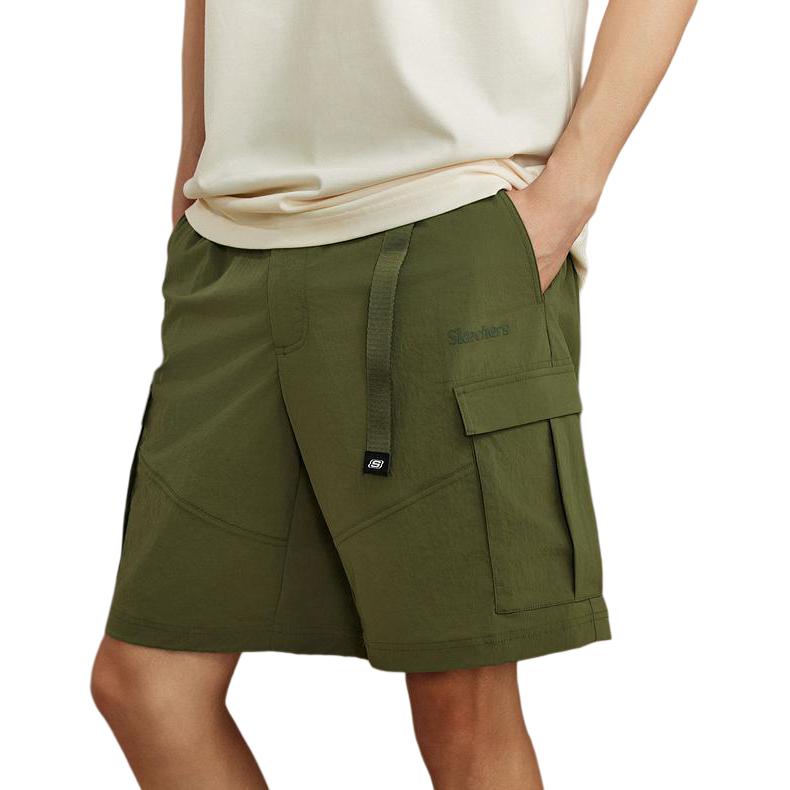Skechers Sports Lifestyle Series Comfortable Breathable Loose Fit Three-Quarter Casual Shorts Women Shorts Martini-Olive-Green L225W180-05HR