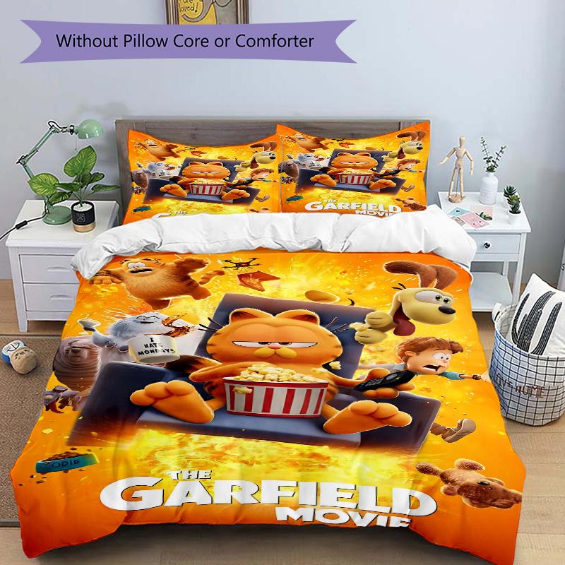 

3pcs Garfield & Friends Printed Quilt Set - Soft and Comfortable Quilt Cover for Bedroom, Guest Room and Dormitory Decorative Bedding Set 1 135cm*200cm