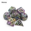 7 Pcs Silver Colorful Dragon Metal Dice Hollow Metal Polyhedral Dice Set Suitable For Role-Playing Game