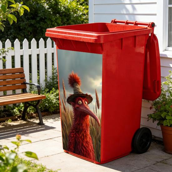 Dustbin Sticker Funny Cartoon Animal Wheelie Bin Decal Self Adhesive Cute Monkey Chicken Cat Sticker for Door Trash Cans Bins Driveway Garden Patio