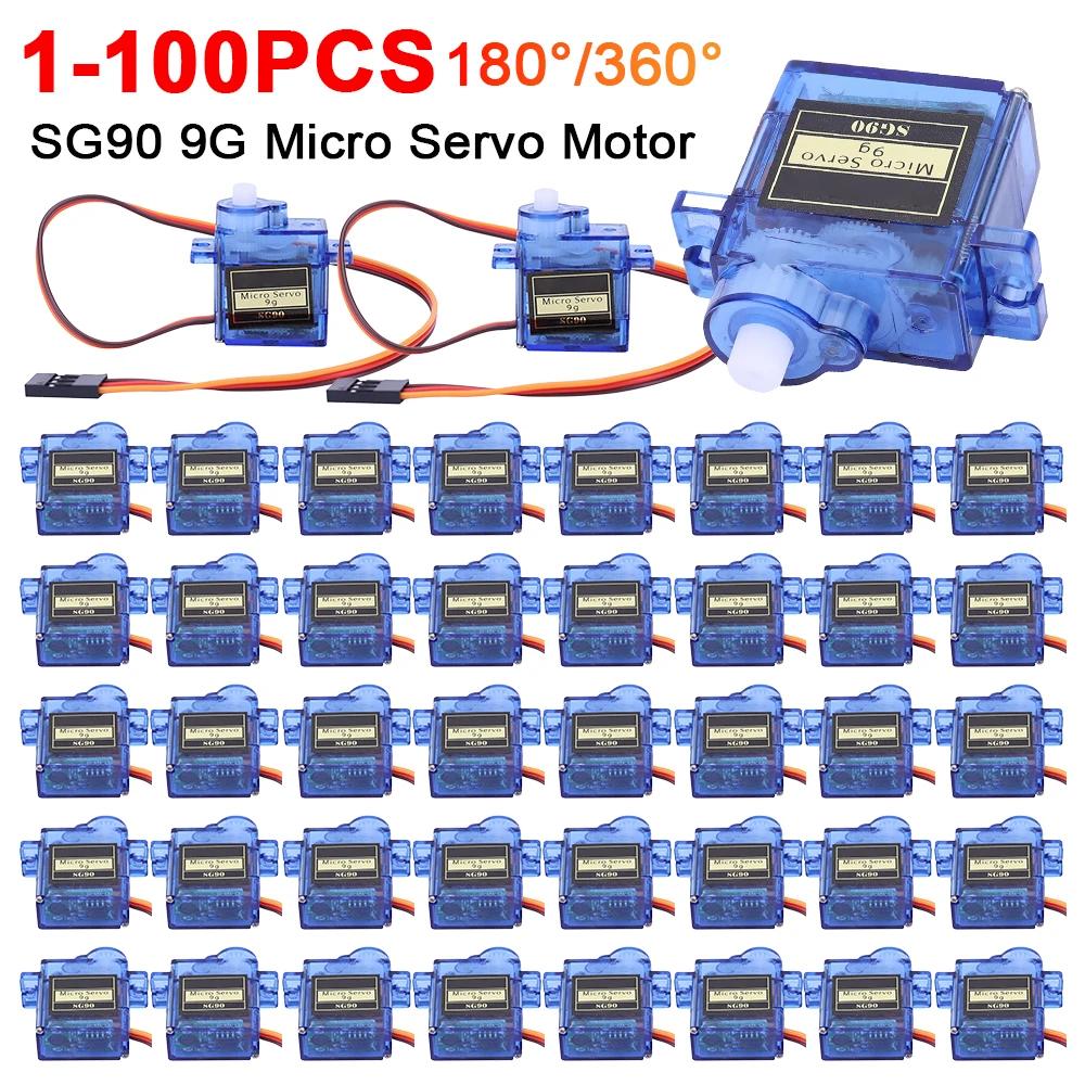1-100pcs SG90 9G Micro Digital Servo Motor 180/360° Fixed-Wing Micro Gear Servo Motor for Rc Helicopter Toy Airplane Aircraft