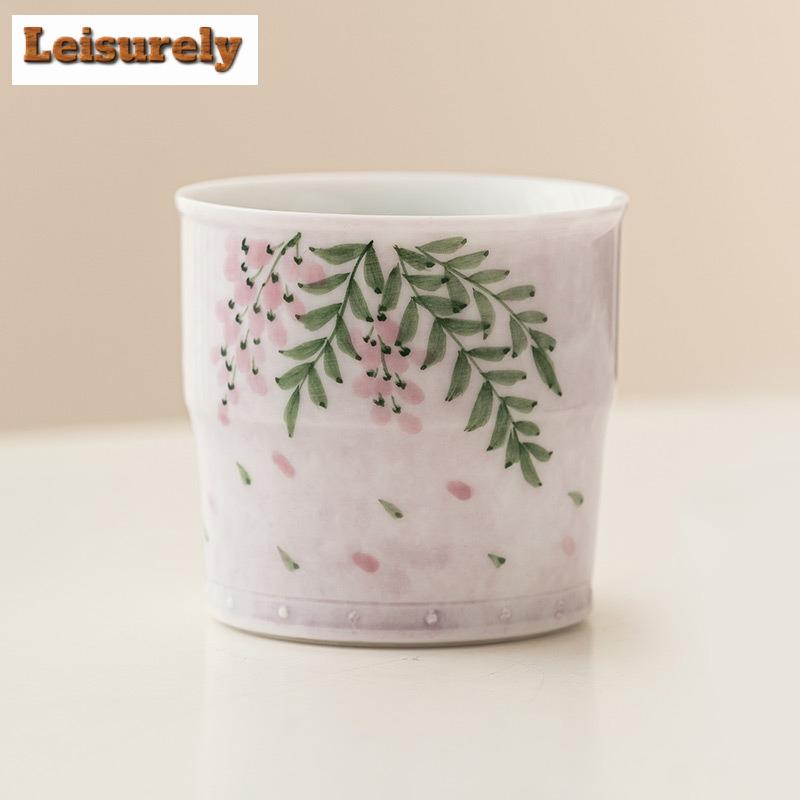 2pc/set Hand Drawn Wisteria Flower Teacup Dehua White Porcelain High Joint Cup Master Single Cup Women's Tasting Tea Mug Teaset