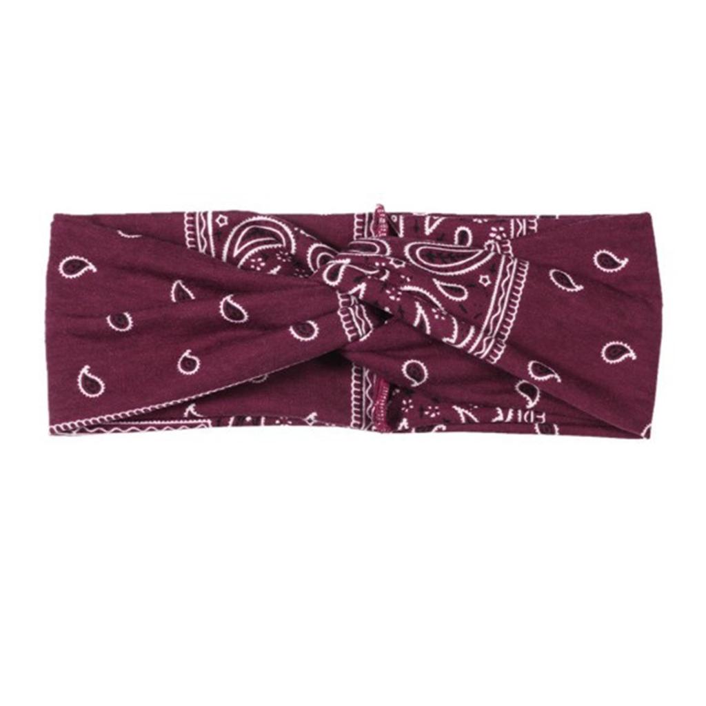 Bandana Printed Headband Women's Yoga Sports Hair Wrap Tie Paisley Twisted Stretchable Hair Band