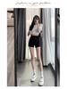 Women's High-Waisted Sexy Black Shorts - Slimming Korean Style, Petite Fit, Polyester, Spring/Summer Collection.