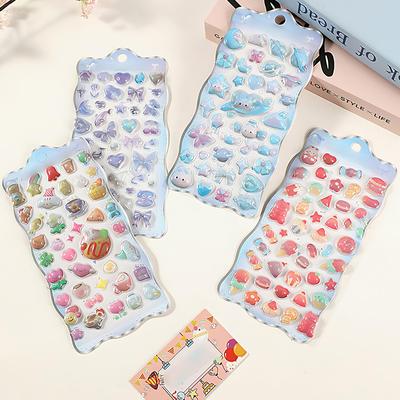 1Sheet/Pack 3D Embossed Crystal Jelly Patch Cute Animal Cartoon Relief Sticker  Handmade DIY Prop School Artclass Stationery ZYF