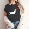 Cute Dog Casual Printed Lady Wearing Fashionable Short Sleeved Shirt
