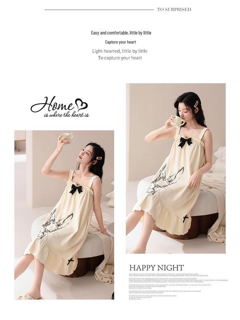 Summer Pure Cotton Sleeveless Nightgown for Girls, Plus Size Comfortable Loose Tank Dress