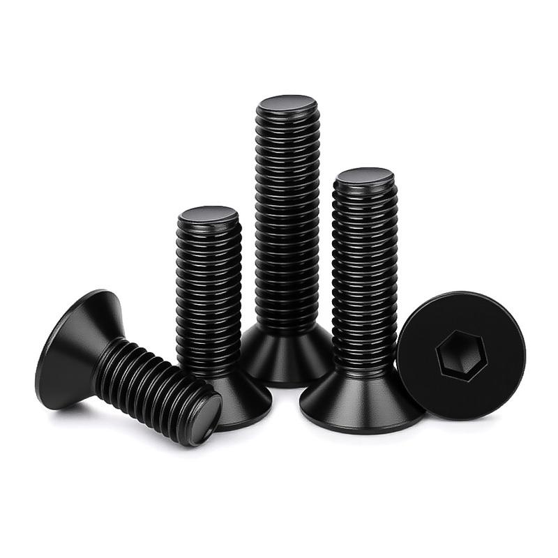 DIN7991 Hexagon Hex Socket Head Flat Countersunk Allen Bolt Screw M2M2.5M3M4M5M6M8M10M12 Black Grade10.9 Steel Hex Socket Bolts 100mm